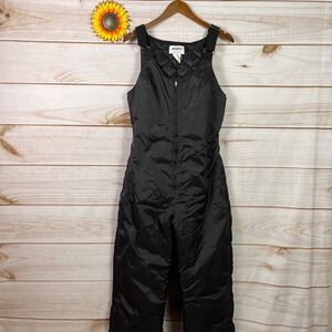 Vintage Midwest Fox Point Womens Black Insulated Snow Ski Bib Overalls  M Zip